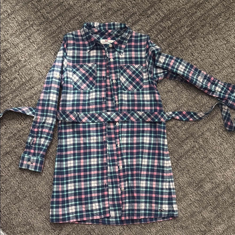 Vineyard Vines Plaid Kids Dress - Blue and Pink